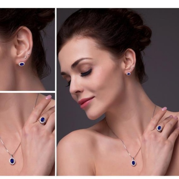 Princess Diana Blue Sapphire Jewelry Set - Picture 8 of 8